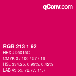 カラーコード: RGB 213 1 92 | qconv.com