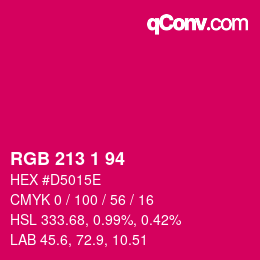 Color code: RGB 213 1 94 | qconv.com