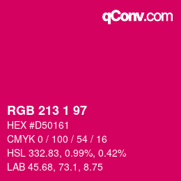 カラーコード: RGB 213 1 97 | qconv.com