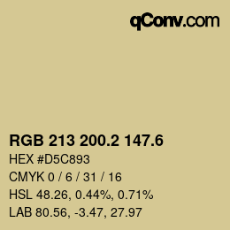 カラーコード: RGB 213 200.2 147.6 | qconv.com
