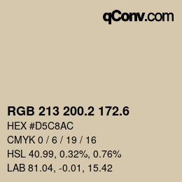 カラーコード: RGB 213 200.2 172.6 | qconv.com