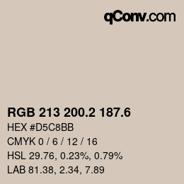 カラーコード: RGB 213 200.2 187.6 | qconv.com