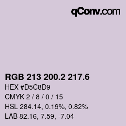 カラーコード: RGB 213 200.2 217.6 | qconv.com
