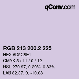 カラーコード: RGB 213 200.2 225 | qconv.com