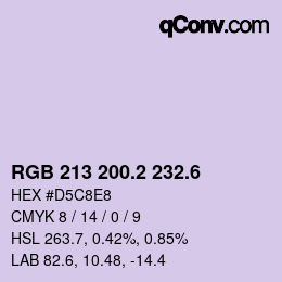 カラーコード: RGB 213 200.2 232.6 | qconv.com