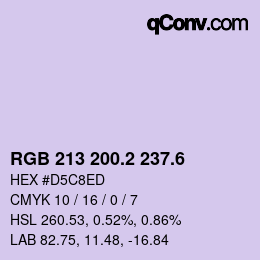 カラーコード: RGB 213 200.2 237.6 | qconv.com