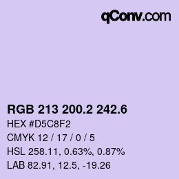 カラーコード: RGB 213 200.2 242.6 | qconv.com