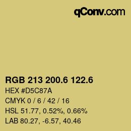 カラーコード: RGB 213 200.6 122.6 | qconv.com