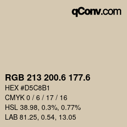 カラーコード: RGB 213 200.6 177.6 | qconv.com