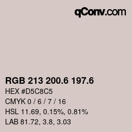 カラーコード: RGB 213 200.6 197.6 | qconv.com