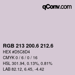 カラーコード: RGB 213 200.6 212.6 | qconv.com