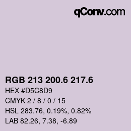 カラーコード: RGB 213 200.6 217.6 | qconv.com