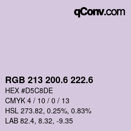 カラーコード: RGB 213 200.6 222.6 | qconv.com
