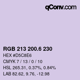 カラーコード: RGB 213 200.6 230 | qconv.com