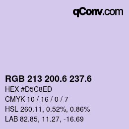 カラーコード: RGB 213 200.6 237.6 | qconv.com