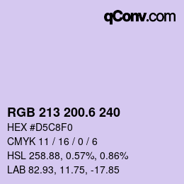 カラーコード: RGB 213 200.6 240 | qconv.com