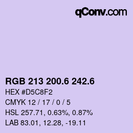 カラーコード: RGB 213 200.6 242.6 | qconv.com