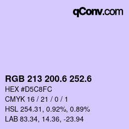 カラーコード: RGB 213 200.6 252.6 | qconv.com