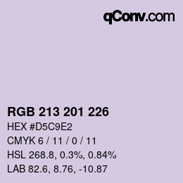 Color code: RGB 213 201 226 | qconv.com