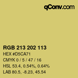 Color code: RGB 213 202 113 | qconv.com