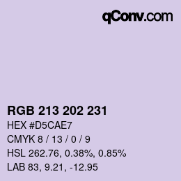 Color code: RGB 213 202 231 | qconv.com