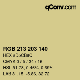 颜色代码: RGB 213 203 140 | qconv.com