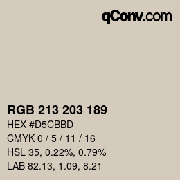 Color code: RGB 213 203 189 | qconv.com