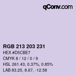 Color code: RGB 213 203 231 | qconv.com