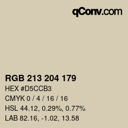 Color code: RGB 213 204 179 | qconv.com