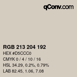 Color code: RGB 213 204 192 | qconv.com