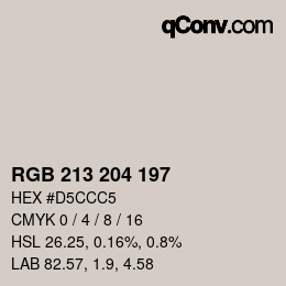 颜色代码: RGB 213 204 197 | qconv.com