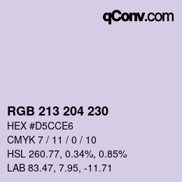 Color code: RGB 213 204 230 | qconv.com