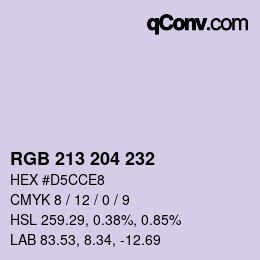 Color code: RGB 213 204 232 | qconv.com