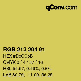 カラーコード: RGB 213 204 91 | qconv.com