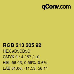 Color code: RGB 213 205 92 | qconv.com