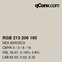 Color code: RGB 213 206 195 | qconv.com