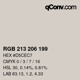 Color code: RGB 213 206 199 | qconv.com