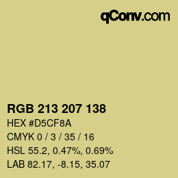 カラーコード: RGB 213 207 138 | qconv.com