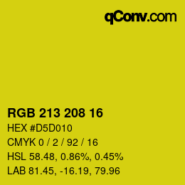 Color code: RGB 213 208 16 | qconv.com