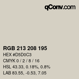 カラーコード: RGB 213 208 195 | qconv.com