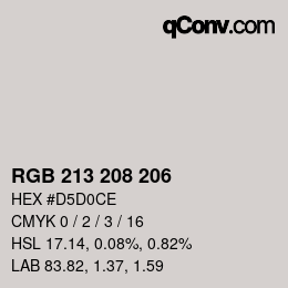 Color code: RGB 213 208 206 | qconv.com