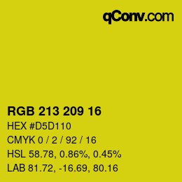 Color code: RGB 213 209 16 | qconv.com