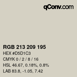 颜色代码: RGB 213 209 195 | qconv.com