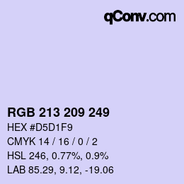 Color code: RGB 213 209 249 | qconv.com