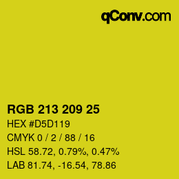 Color code: RGB 213 209 25 | qconv.com