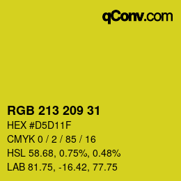 Color code: RGB 213 209 31 | qconv.com
