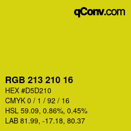 Color code: RGB 213 210 16 | qconv.com