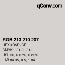 Color code: RGB 213 210 207 | qconv.com