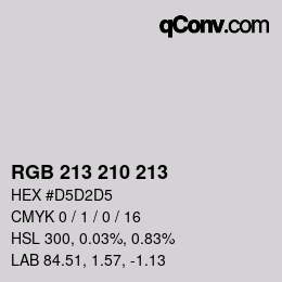 Color code: RGB 213 210 213 | qconv.com