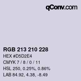 颜色代码: RGB 213 210 228 | qconv.com